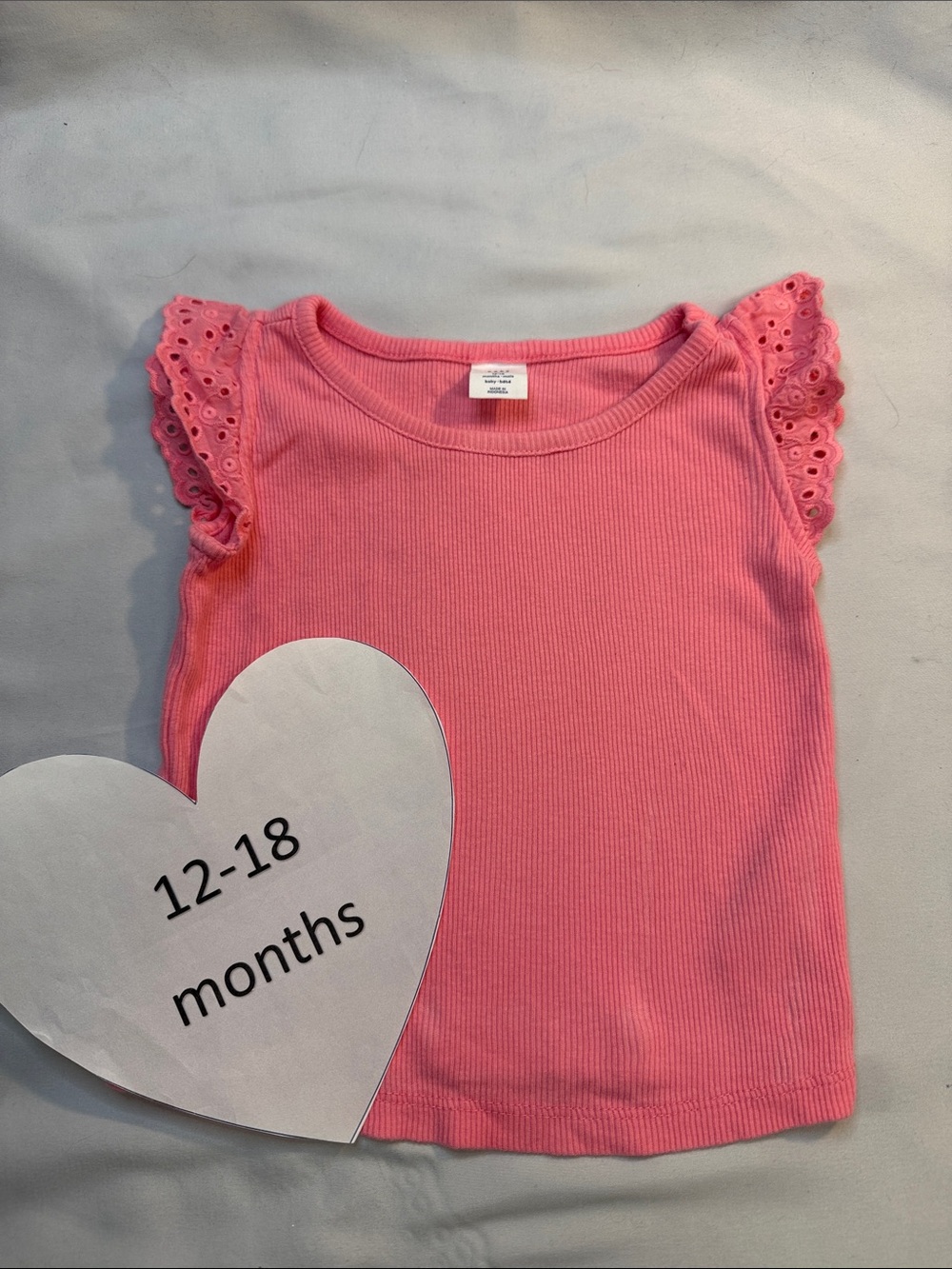 GAP Pink Ribbed Tank with Eyelet Flutter Sleeves